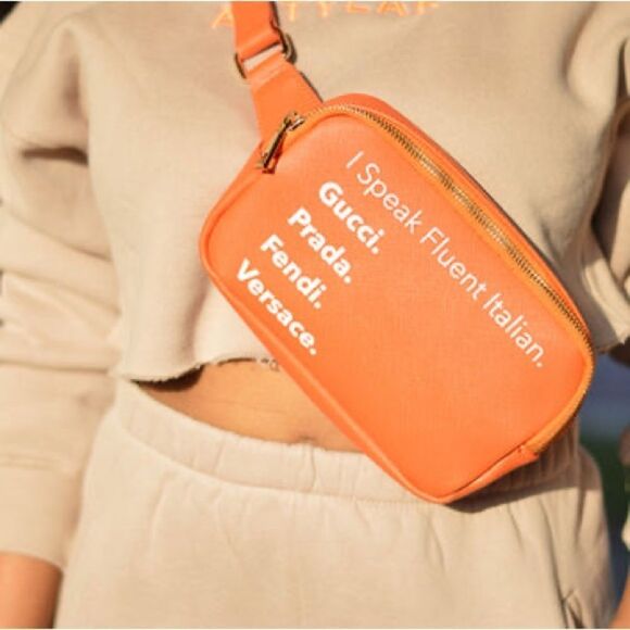 Handbags - I’m Fluent in Italian Crossbody Belt Bag - Tangerine